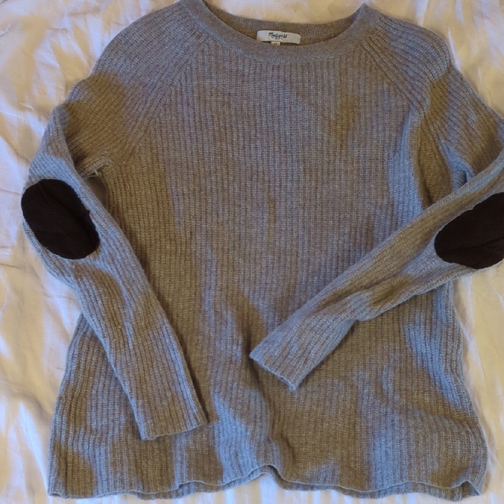 Madewell Merino Wool Sweater With Leather Elbow Patches